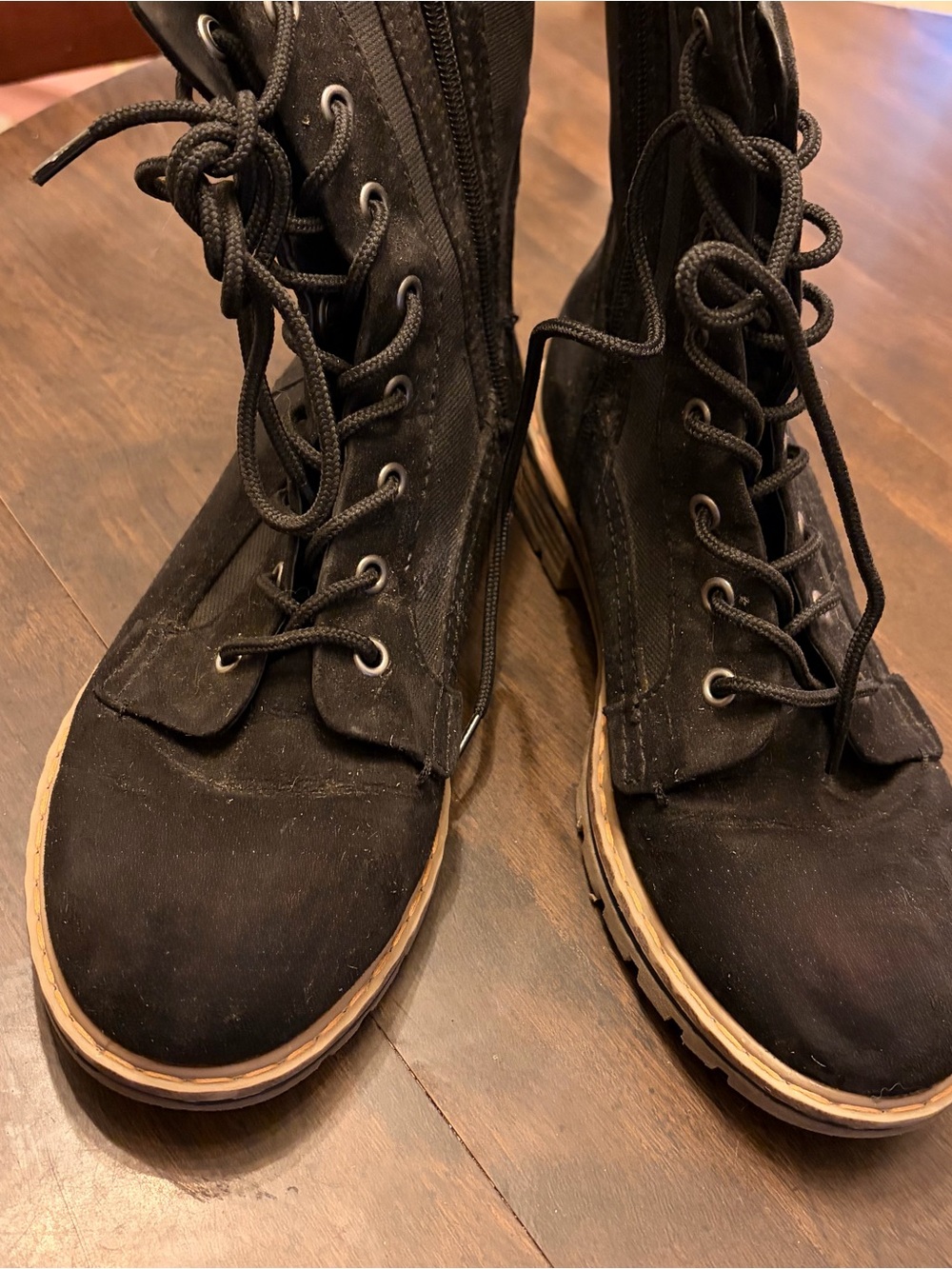 Women’s Black Lace-Up Suede Combat Boots